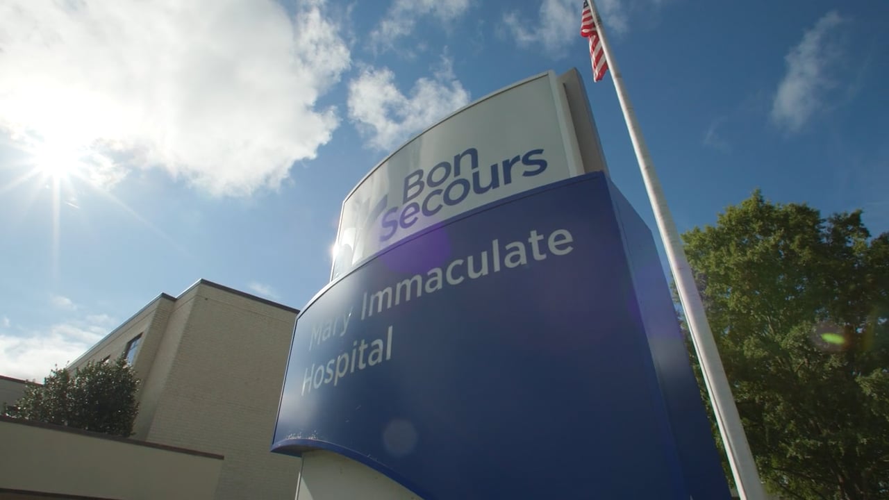The Bon Secours Mary Immaculate Hospital sign in Newport News, Virginia